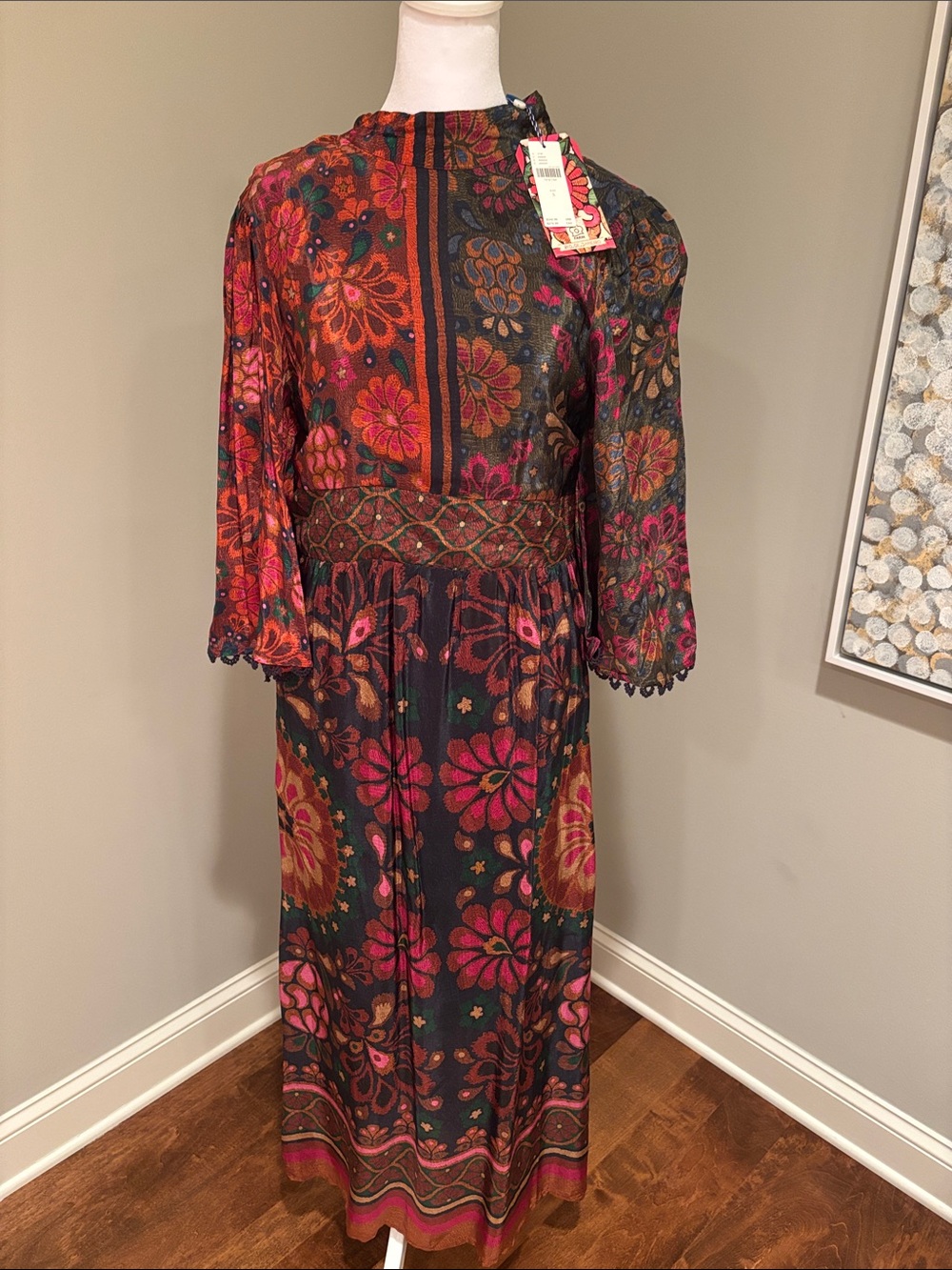 FARM Rio Floral Print Maxi Dress in Green, Pink & Rust